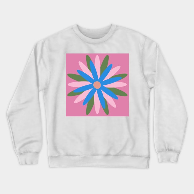 Pink, blue, green, simple, scandi flower Crewneck Sweatshirt by Kimmygowland